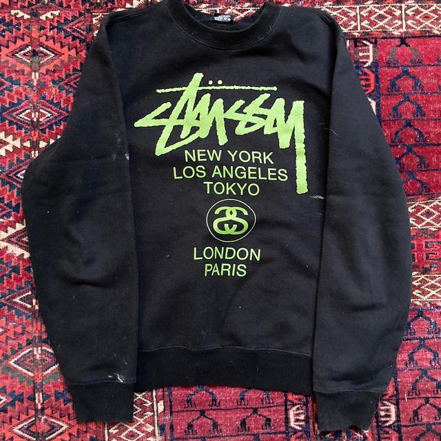 Stüssy Men's Sweatshirt - Black/Green - S on Productcaster.