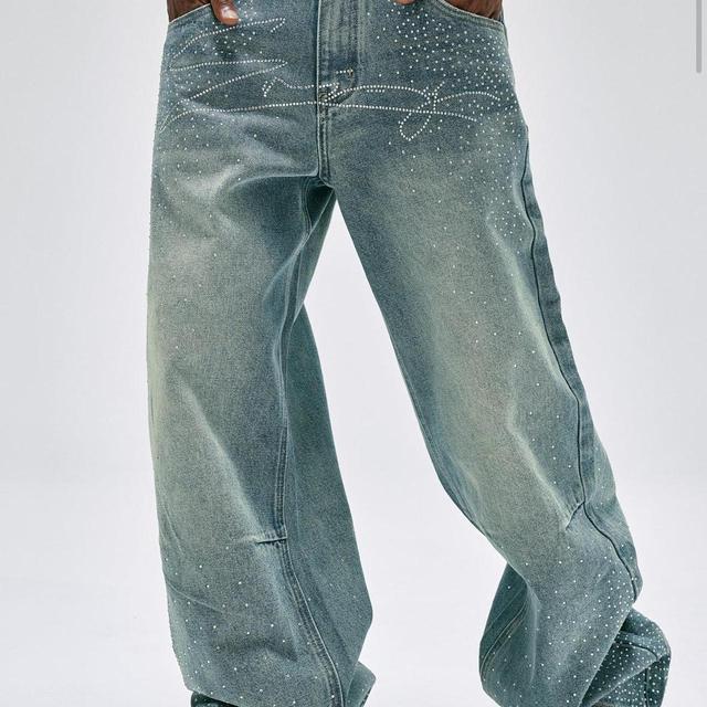 Men's Wide leg Jeans - Blue - 28" on Productcaster.