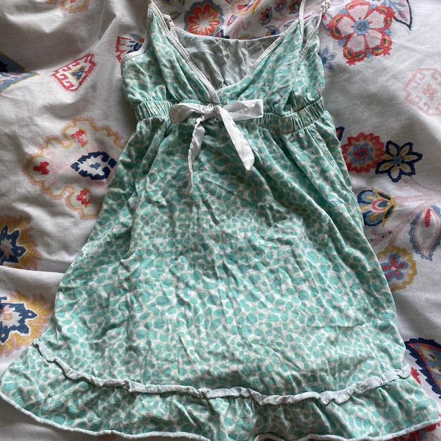 Vintage Women's Babydoll Dress - Green/Blue - 8 on Productcaster.