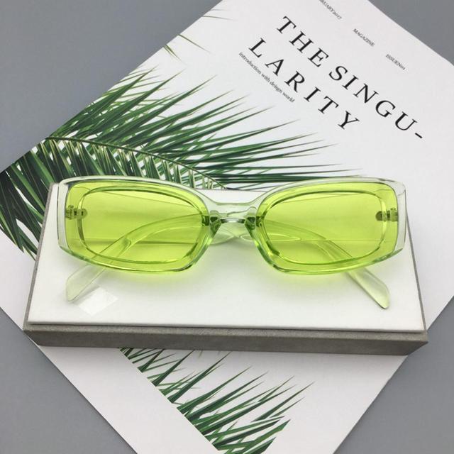 Vintage Women's Square Sunglasses - Green on Productcaster.