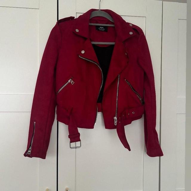 Bershka Women's Bomber Jacket - Burgundy/Red - S on Productcaster.