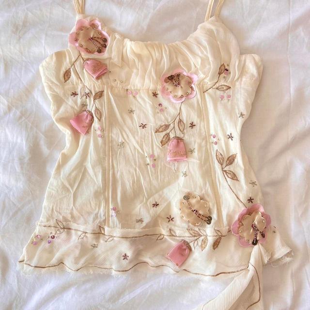 Vintage Women's Corset - Cream/Pink - 8 on Productcaster.