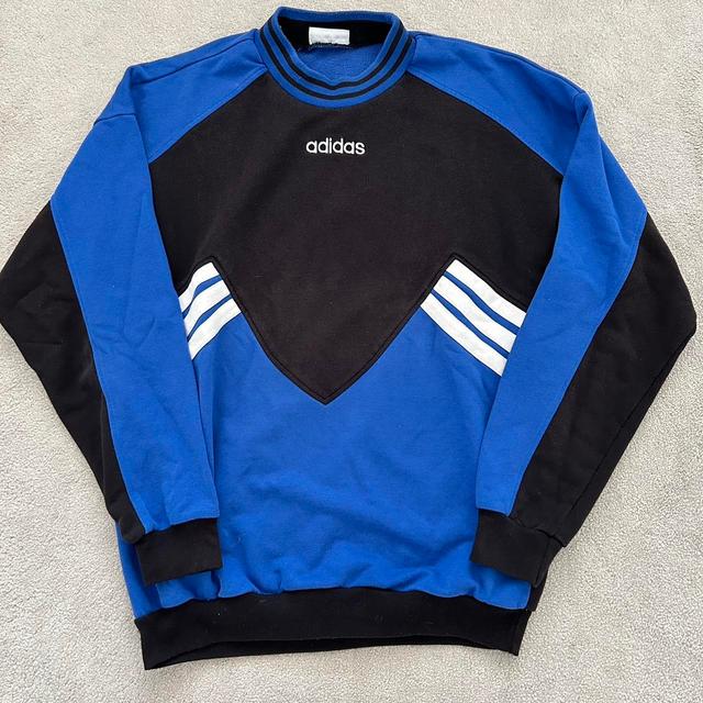 Adidas Men's Sweatshirt - Blue/Black - L on Productcaster.