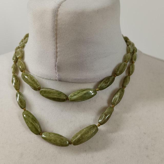 Vintage Women's Necklace - Green/Gold on Productcaster.