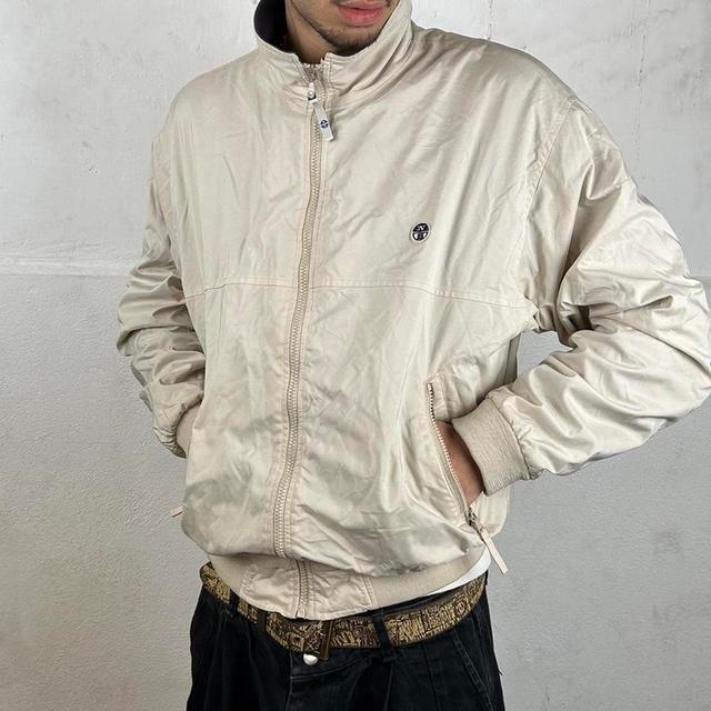 Vintage Men's Windbreaker Jacket - Cream - M on Productcaster.