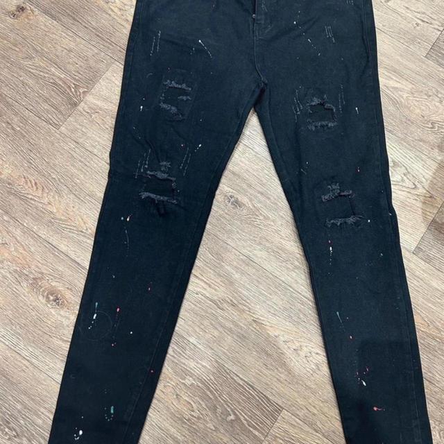 NVLTY Men's Painted Jeans - Black - 32" on Productcaster.