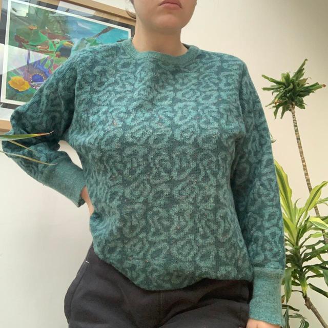 Vintage Women's Jumper - Green/Blue - L on Productcaster.