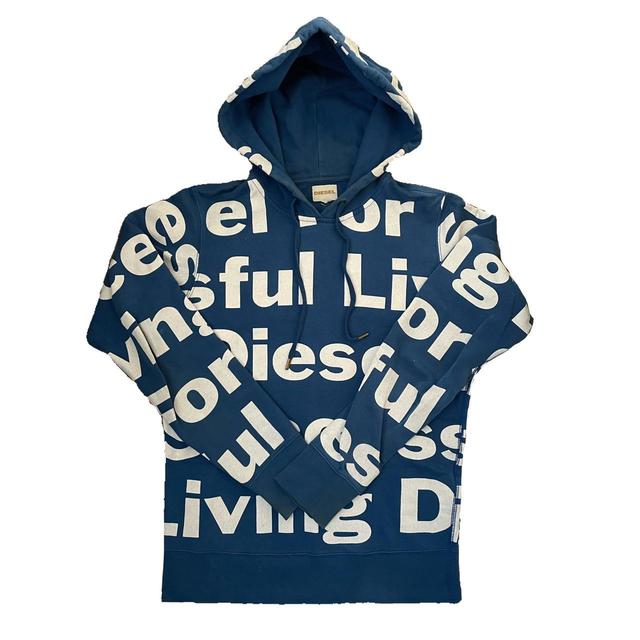 Diesel Men's Hoodie - Blue/White - S on Productcaster.