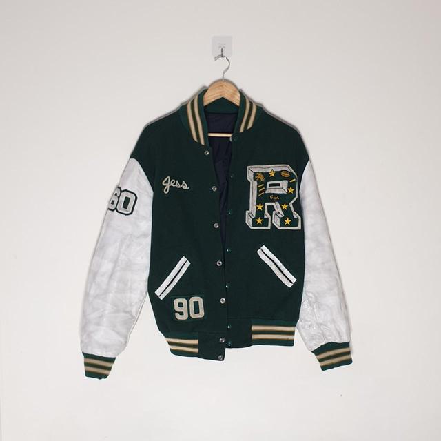 Vintage Men's Varsity Jacket - White - M on Productcaster.