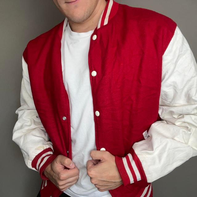 Men's Varsity Jacket - Red - L on Productcaster.