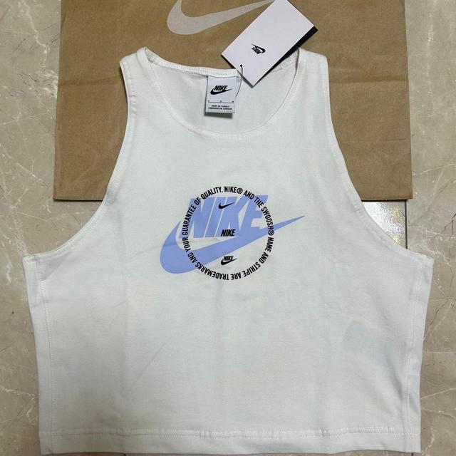 Nike Women's Crop top - White/Blue - L on Productcaster.