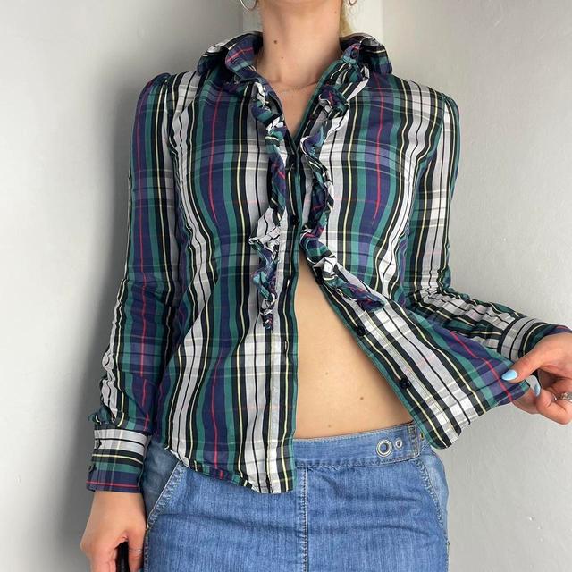 Vintage Women's Shirt - Green/Navy - S on Productcaster.