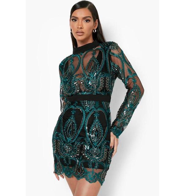 Boohoo Women's Dress - Black/Green - 16 on Productcaster.