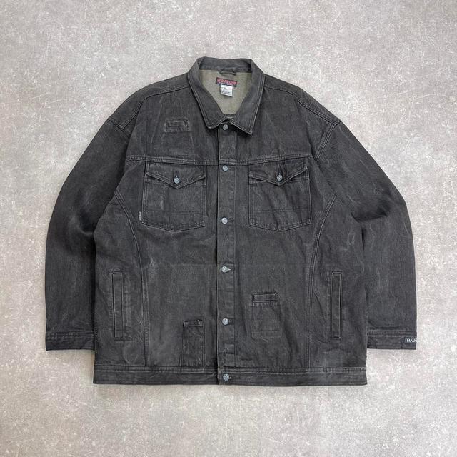 Vintage Men's Bomber Jacket - Grey/Black - 4XL on Productcaster.