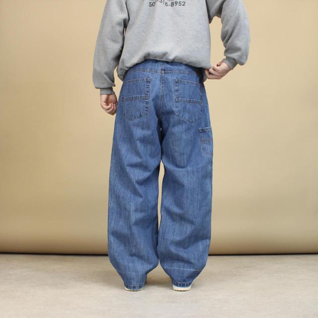 Vintage Men's Straight leg Cargo Jeans - Blue - 38" on Productcaster.