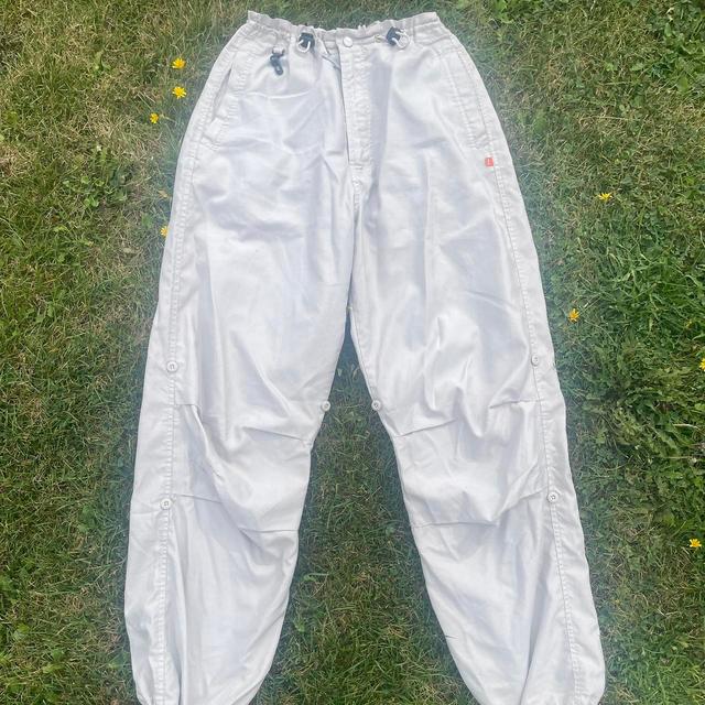 Vintage Women's Trousers - White/Blue - S on Productcaster.