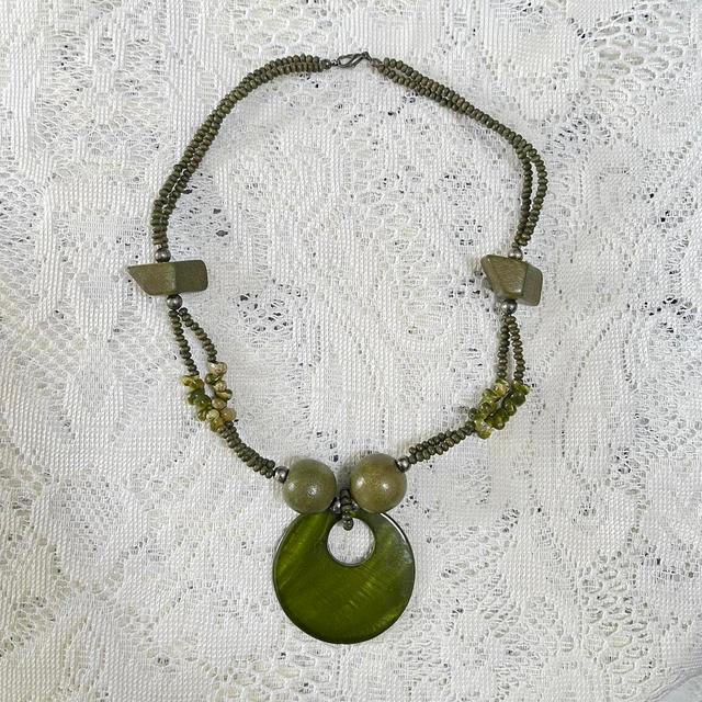 Vintage Women's Necklace - Green on Productcaster.