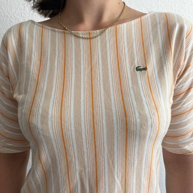 Lacoste Women's T-shirt - Orange/White - 10 on Productcaster.