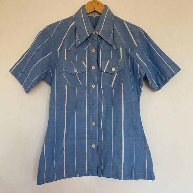 Vintage Women's Shirt - Blue/White - 10 on Productcaster.