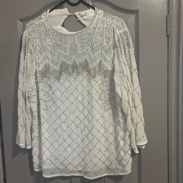 Women's Blouse - White/Grey - 8 on Productcaster.