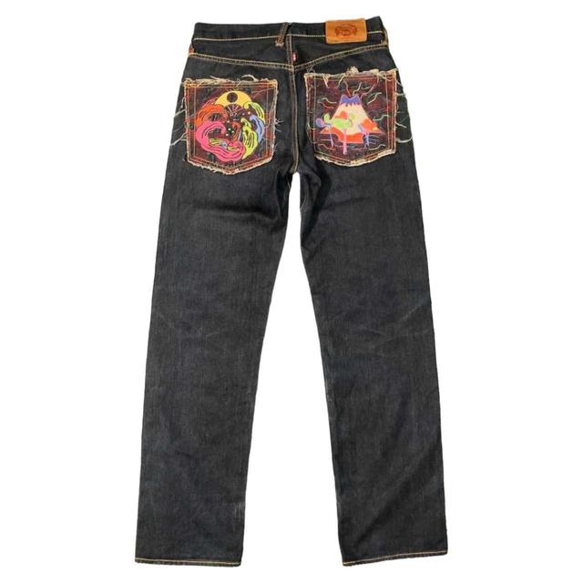 RMC Jeans Men's Straight leg Embroidered Jeans - Navy - 30" on Productcaster.