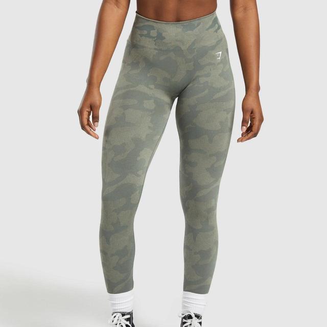 Gymshark Women's Leggings - Green/Khaki - S on Productcaster.