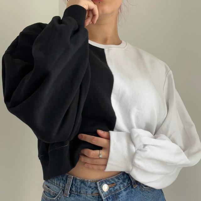 Threadbare Women's Sweatshirt - Black/White - 10 on Productcaster.