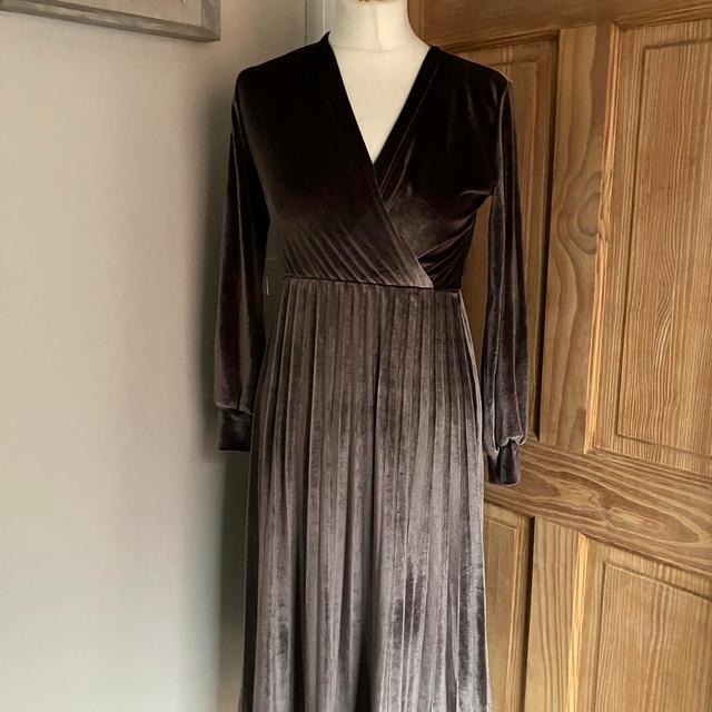 Women's Pleated Dress - Brown - 8 on Productcaster.