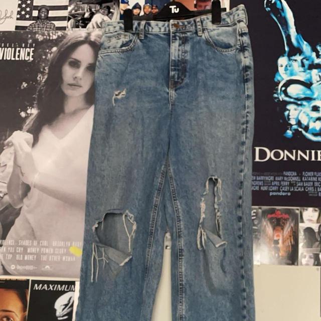 New Look Women's Distressed Jeans - Blue/Navy - UK 12 on Productcaster.