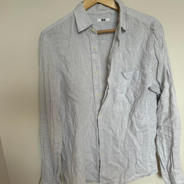 UNIQLO Men's Shirt - Grey/Blue - M on Productcaster.