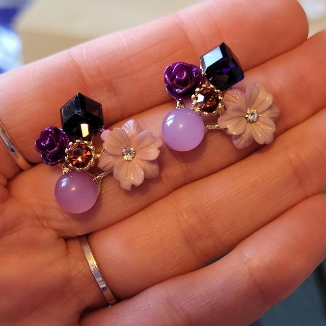 Deadstock Women's Earrings - Purple on Productcaster.