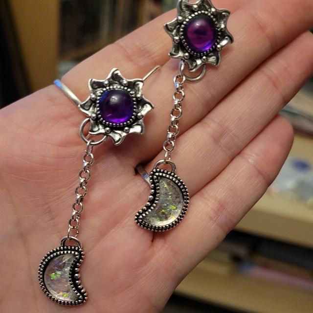 Deadstock Women's Earrings - Purple on Productcaster.