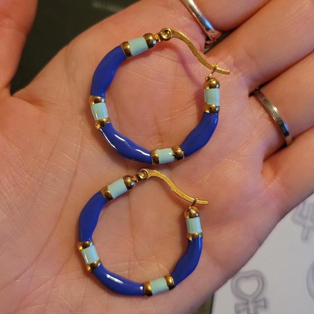 Deadstock Women's Earrings - Blue on Productcaster.