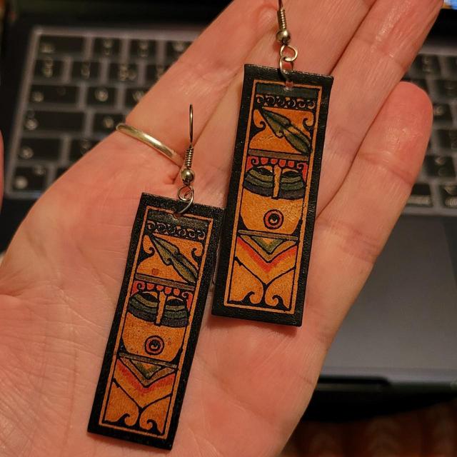 Deadstock Women's Earrings - Brown/Multi on Productcaster.