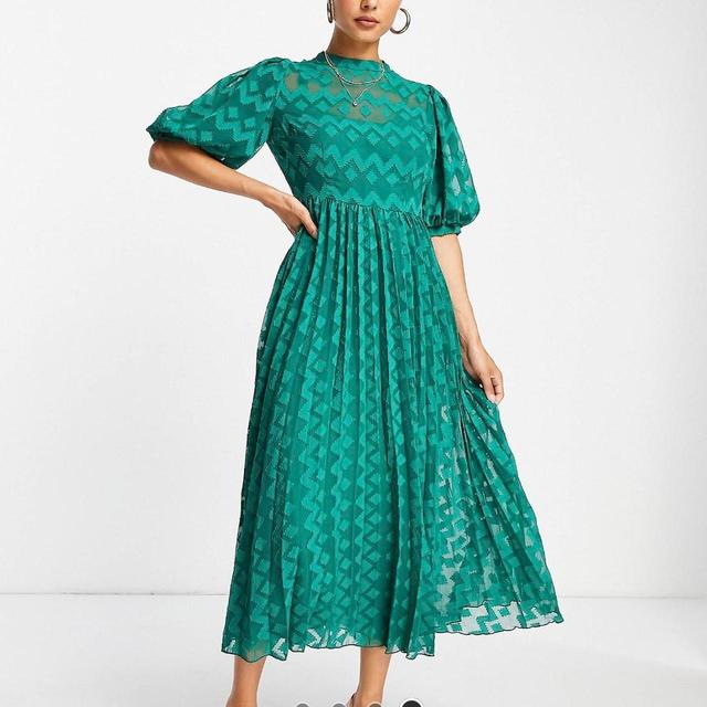 ASOS Women's Pleated Dress - Green - 6 on Productcaster.