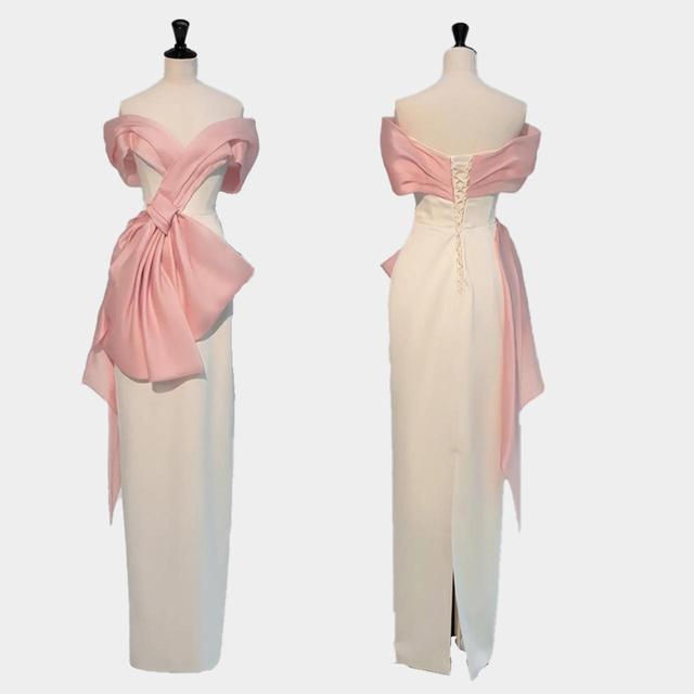 Vintage Women's A-line Dress - White/Pink - S on Productcaster.