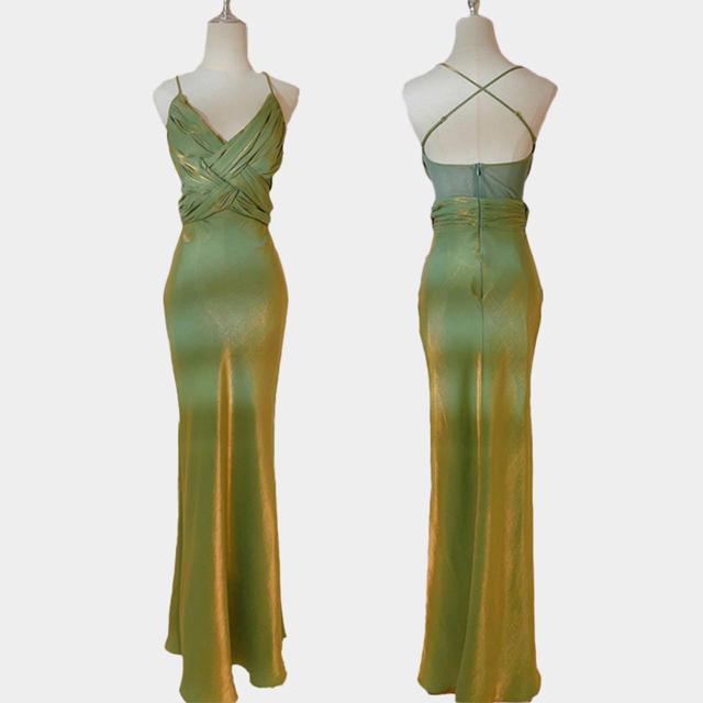 Vintage Women's A-line Dress - Green - M on Productcaster.