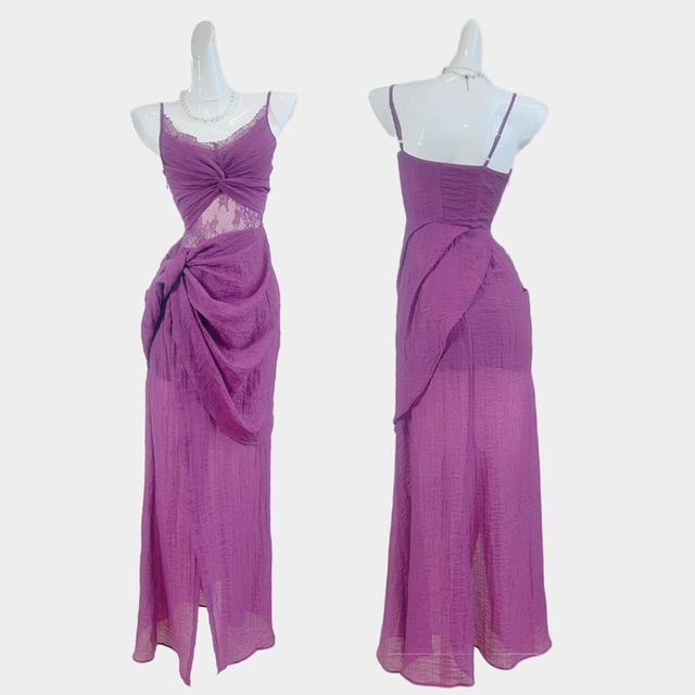 Vintage Women's A-line Dress - Purple - M on Productcaster.