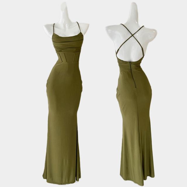 Vintage Women's A-line Dress - Green - S on Productcaster.