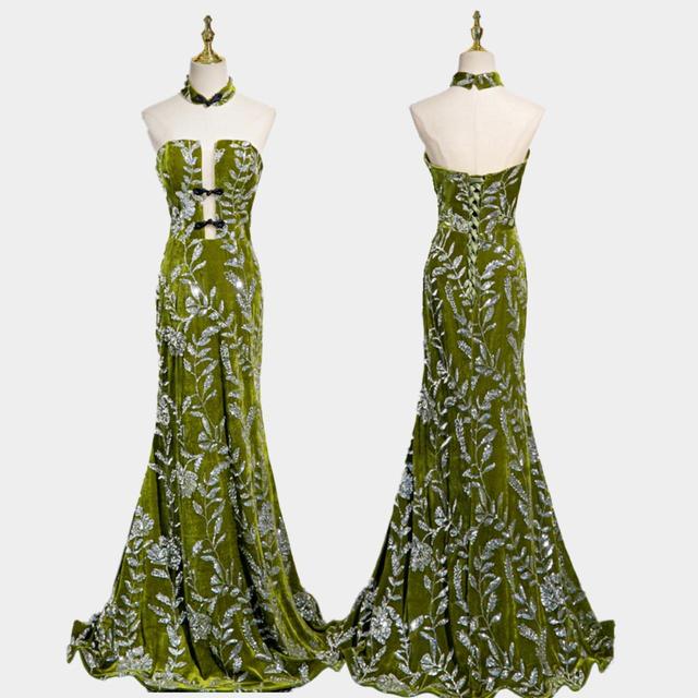 Vintage Women's A-line Dress - Green - L on Productcaster.