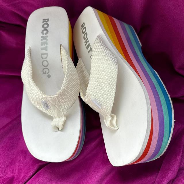 Rocket Dog Women's Flip flops - White/Multi - UK 6.5 on Productcaster.