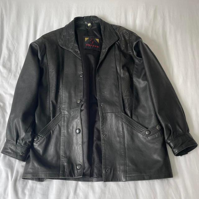 Vintage Women's Leather Jacket - Black - UK 14 on Productcaster.