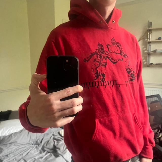 Fruit of the Loom Men's Hoodie - Red - S on Productcaster.