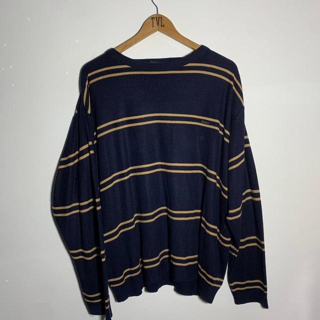 Vintage Men's Jumper - Navy/Brown - M on Productcaster.