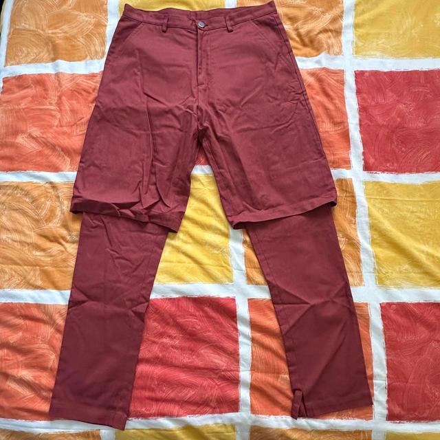 Men's Straight leg Trousers - Burgundy/Red - 32" on Productcaster.