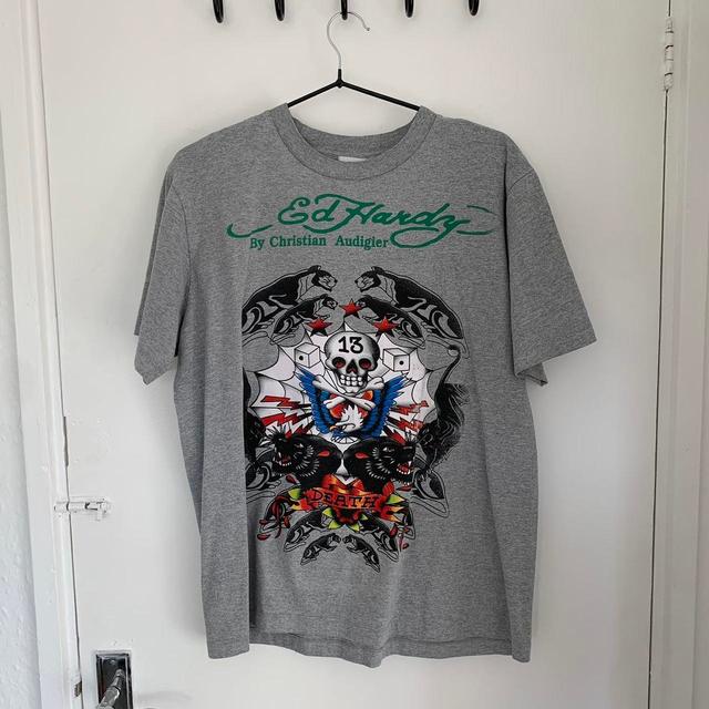 Ed Hardy Men's T-shirt - Grey - L on Productcaster.