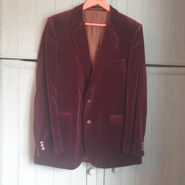 Vintage Men's Blazer Jacket - Burgundy - M on Productcaster.