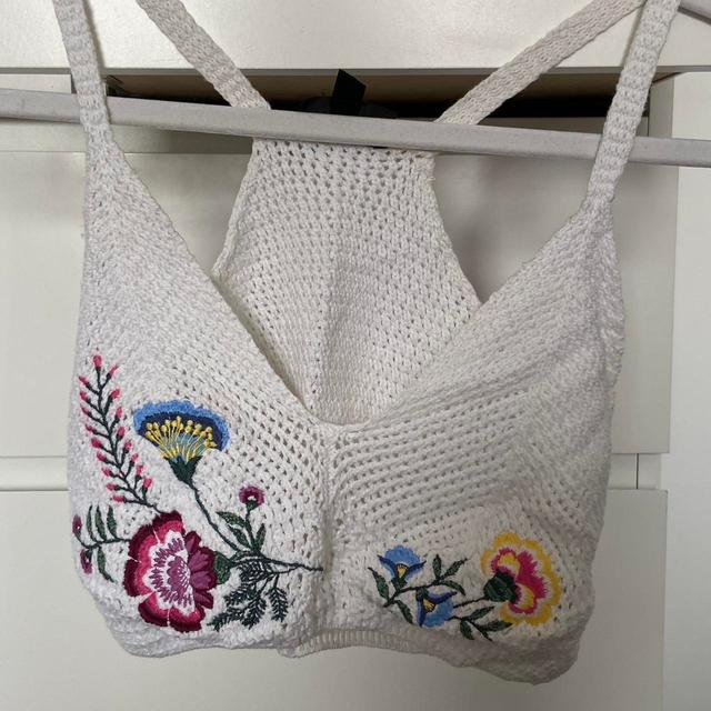 Topshop Women's Crop top - White/Multi - 8 on Productcaster.