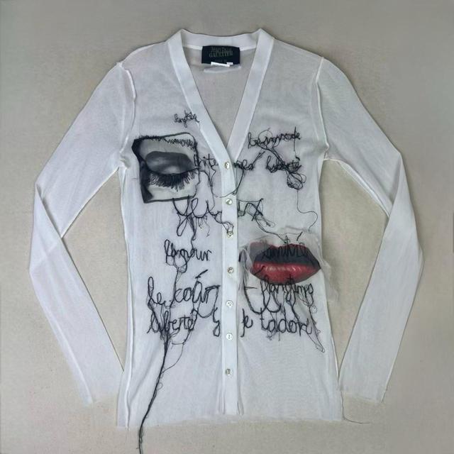 Jean-Paul Gaultier Women's Cardigan - White/Red - 10 on Productcaster.