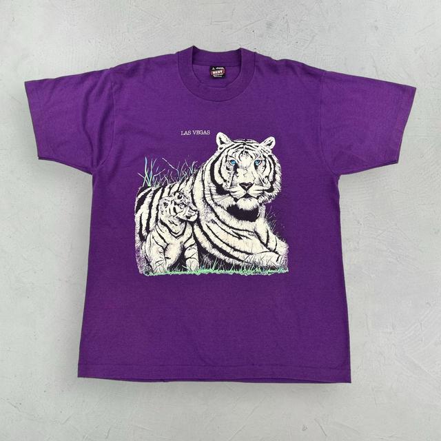 Vintage Men's T-shirt - Purple - L on Productcaster.